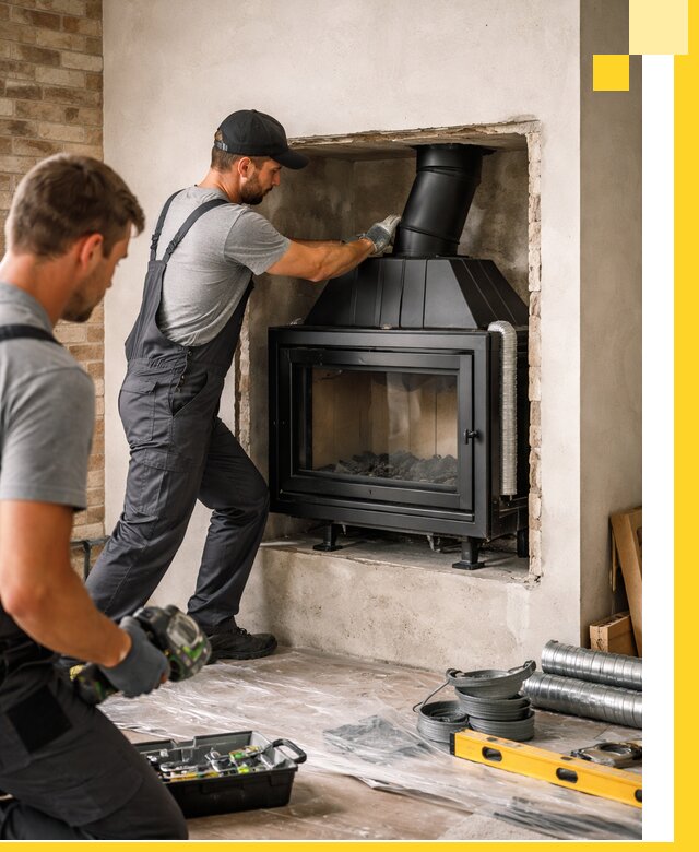 Установка каминных топок в Гусе-Хрустальном: монтаж, подключение
