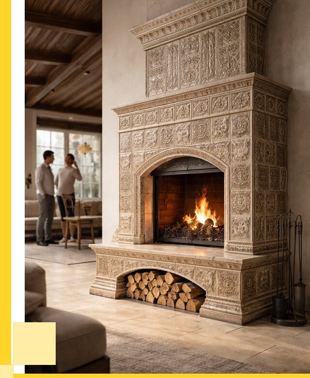 Купить изразцовый камин в Гусе-Хрустальном от 267450 р. | ЭриданГсь