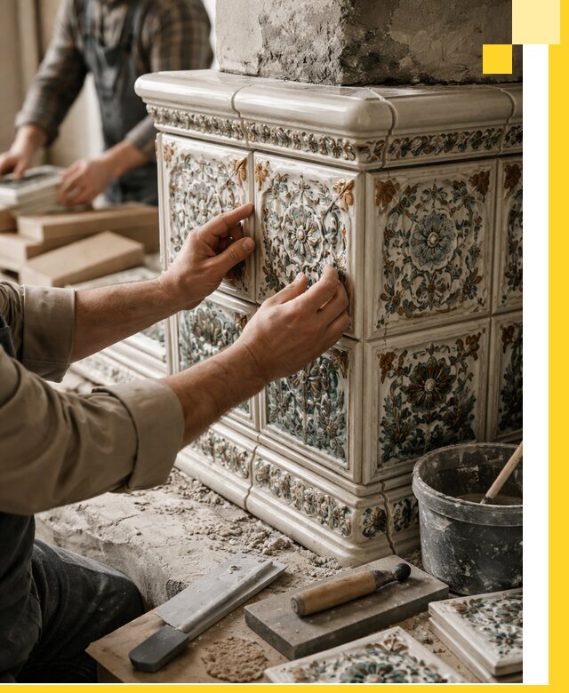 Изразцовые камины под ключ в Гусе-Хрустальном: проект и монтаж