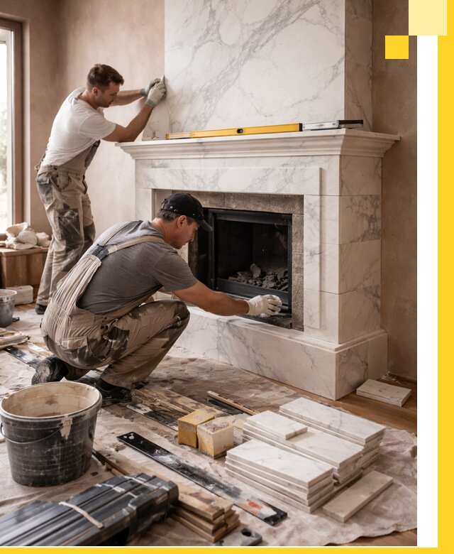 Отделка каминов в Гусе-Хрустальном качественные облицовочные работы