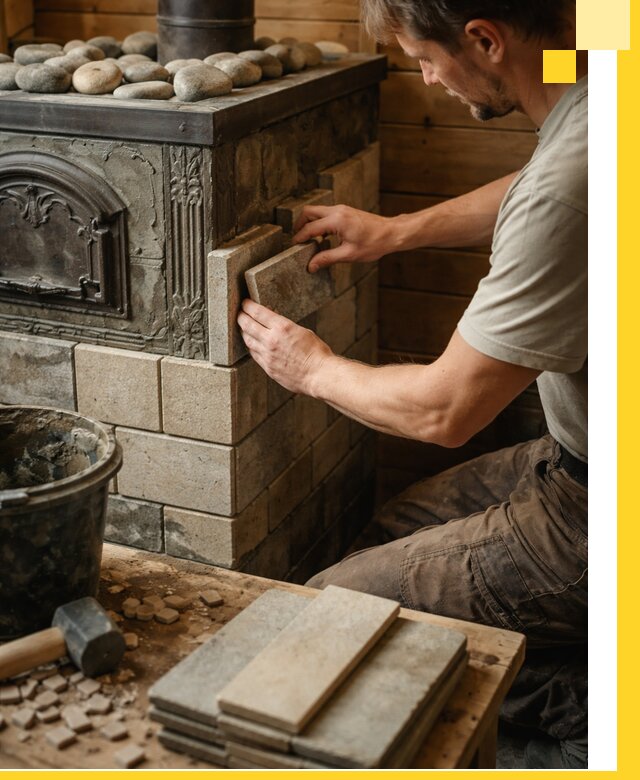 Облицовка банных печей в Гусе-Хрустальном профессиональная отделка