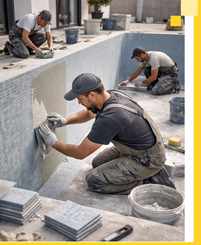 Облицовка бассейнов в Гусе-Хрустальном плитка мозаика гидроизоляция