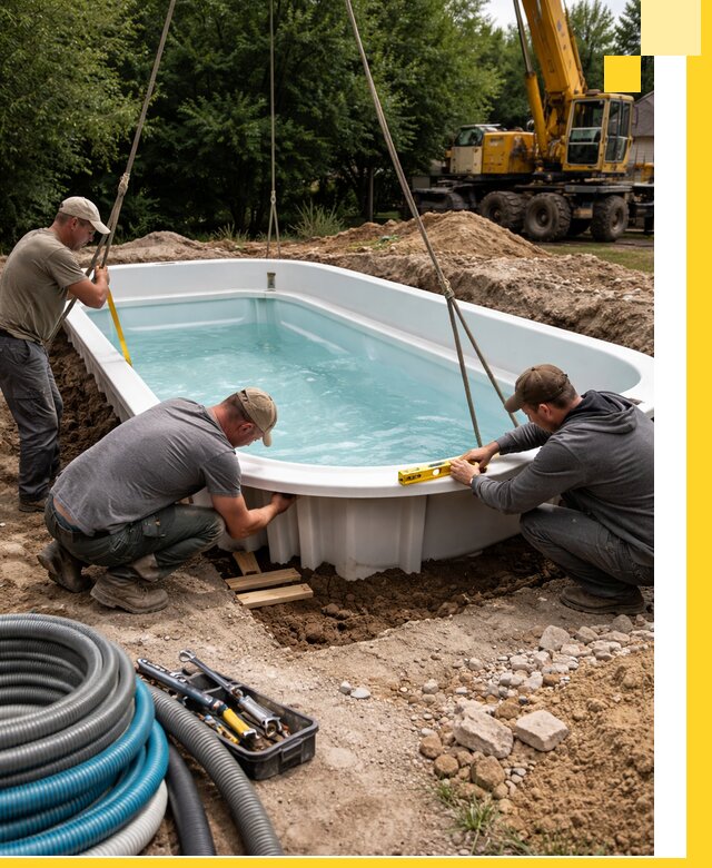 Установка и монтаж композитных бассейнов под ключ в Гусе-Хрустальном