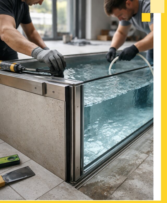 Проектирование и монтаж стеклянных бассейнов в Гусе-Хрустальном