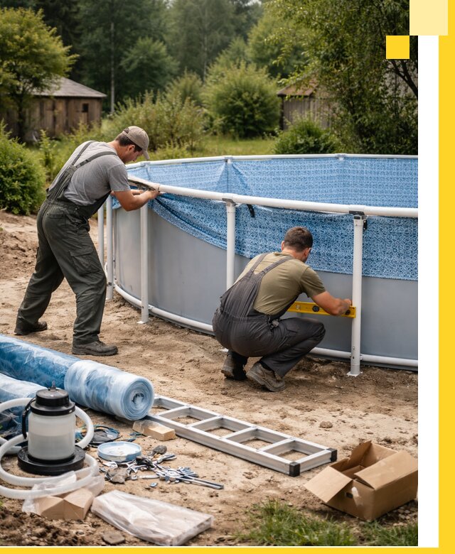 Установка и монтаж каркасных бассейнов в Гусе-Хрустальном под ключ