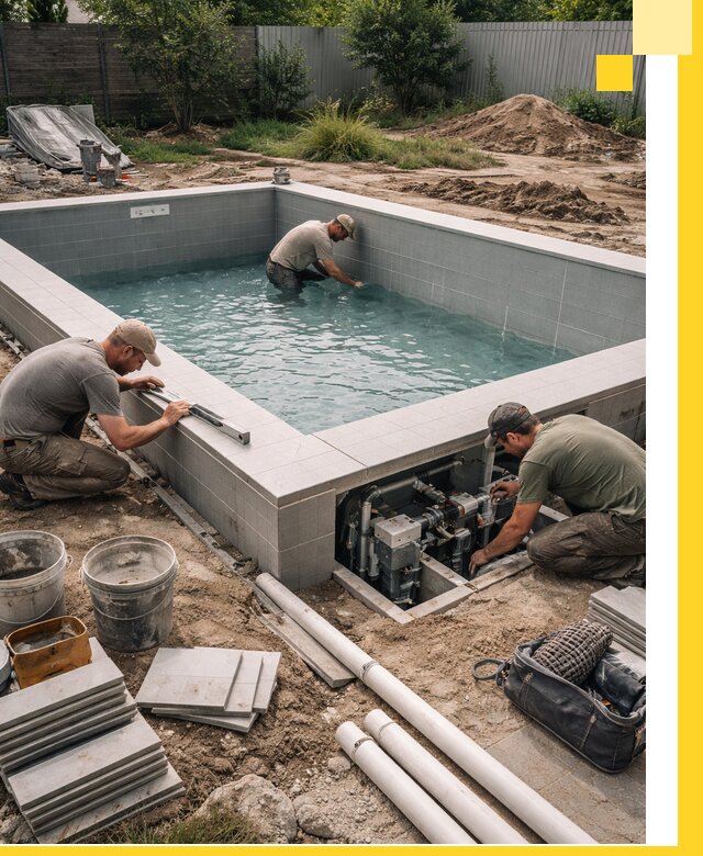 Строительство и монтаж бассейнов для дачи под ключ в Гусе-Хрустальном