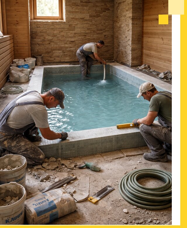 Проектирование и строительство бассейнов для бани в Гусе-Хрустальном