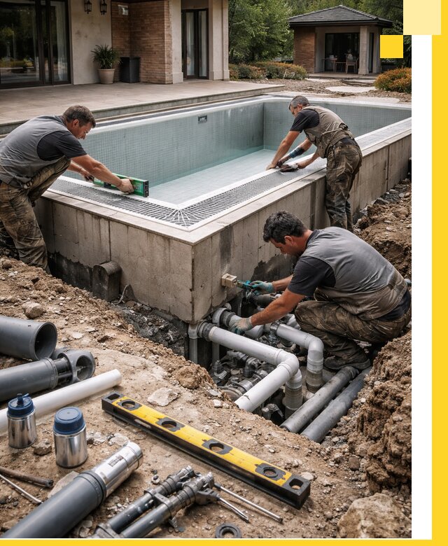 Строительство переливных бассейнов в Гусе-Хрустальном под ключ