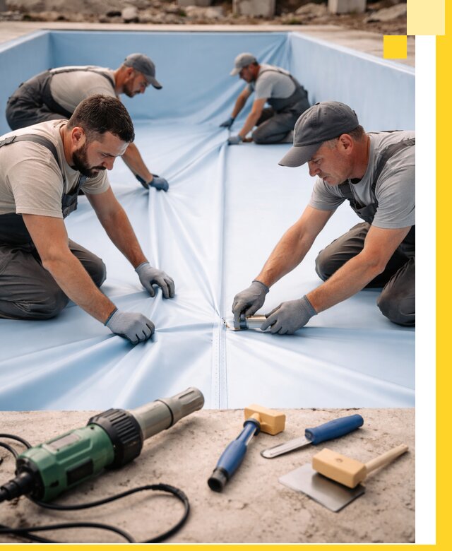 ПВХ пленка для бассейнов с монтажом и гарантией в Гусе-Хрустальном