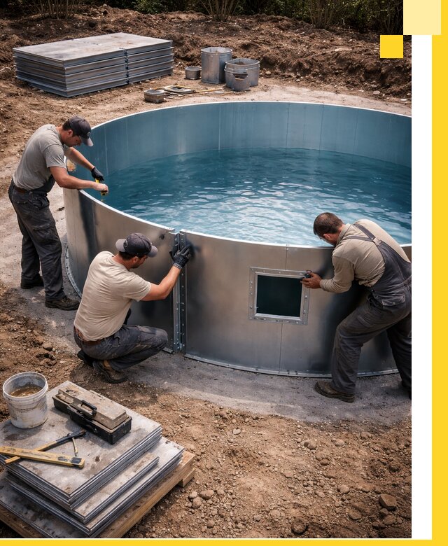 Круглые бассейны под ключ в Гусе-Хрустальном проектирование и монтаж