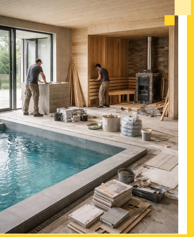 Проектирование и строительство бань с бассейном в Гусе-Хрустальном