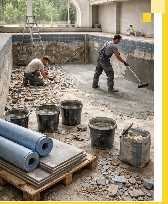 Реконструкция бассейнов в Гусе-Хрустальном: ремонт, гидроизоляция