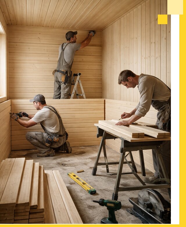 Обшивка саун в Гусе-Хрустальном из натуральной древесины под ключ