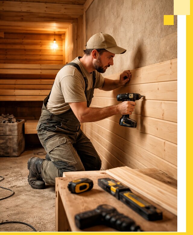 Профессиональная внутренняя отделка бани в Гусе-Хрустальном под ключ