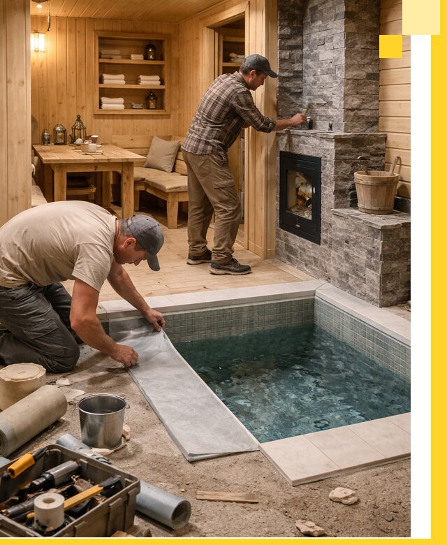 Строительство бань с комнатой отдыха под ключ в Гусе-Хрустальном