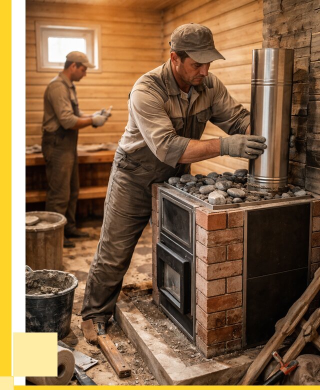 Монтаж печи в бане под ключ в Гусе-Хрустальном от 21396 р. | ЭриданГсь