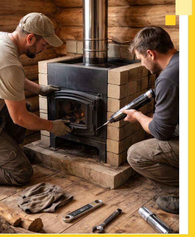 Монтаж и установка печи в бане под ключ с гарантией в Гусе-Хрустальном