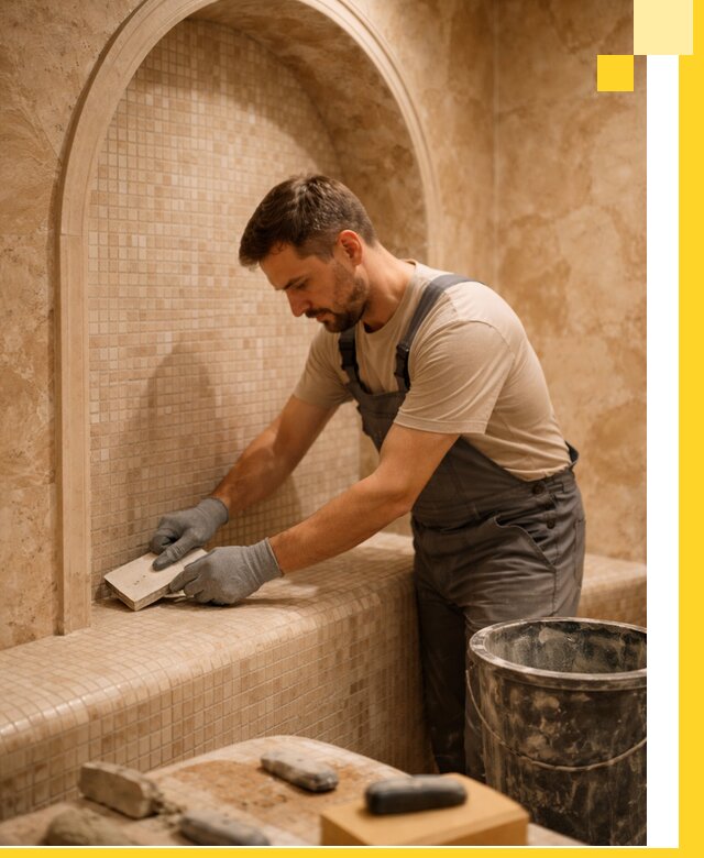 Профессиональная отделка хамамов с мозаикой под ключ в Гусе-Хрустальном