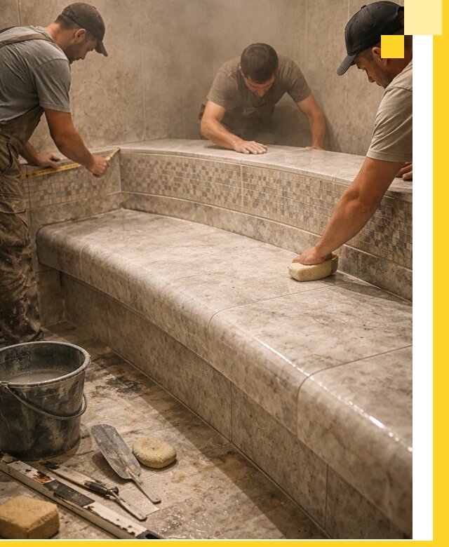 Изготовление и установка сидений для хамама в Гусе-Хрустальном