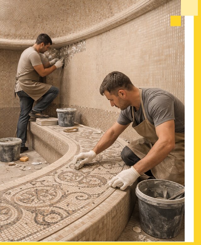 Плитка для хамама в Гусе-Хрустальном, укладка, подбор и поставка